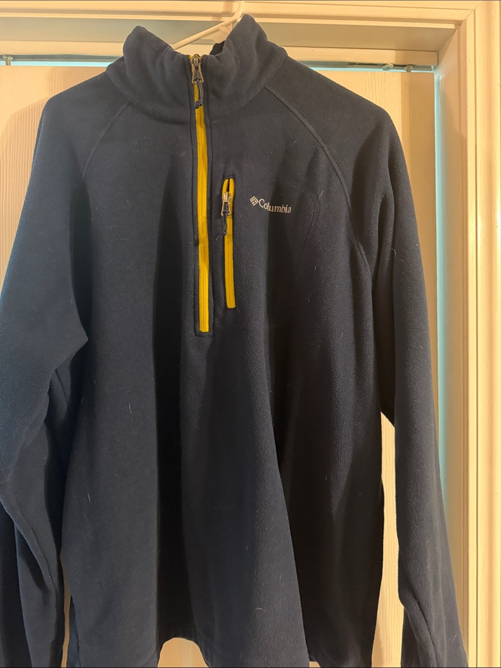 Columbia Navy Half-Zip Pullover with Yellow Trim